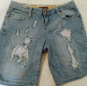 Stressed & Studded Jean Shorts